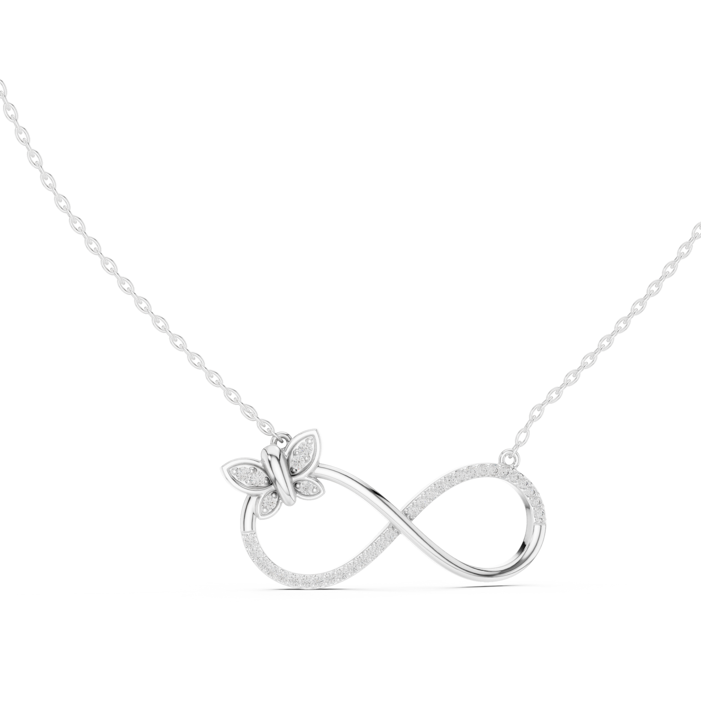 Butterfly Infinity Pendant in Yellow Gold - 0.25CTW Pavé Diamonds