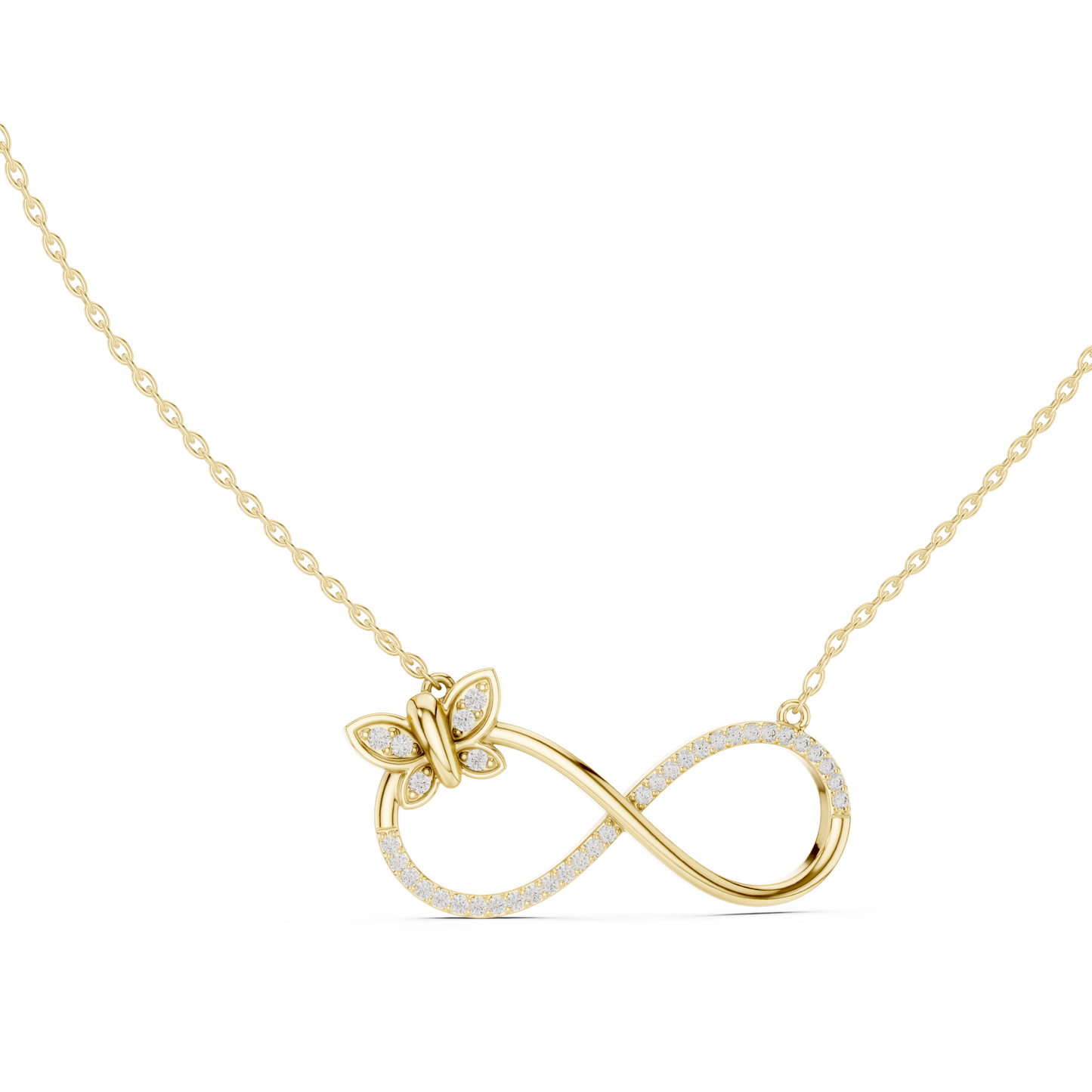 Butterfly Infinity Pendant in Yellow Gold - 0.25CTW Pavé Diamonds
