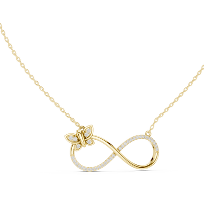 Butterfly Infinity Pendant in Yellow Gold - 0.25CTW Pavé Diamonds