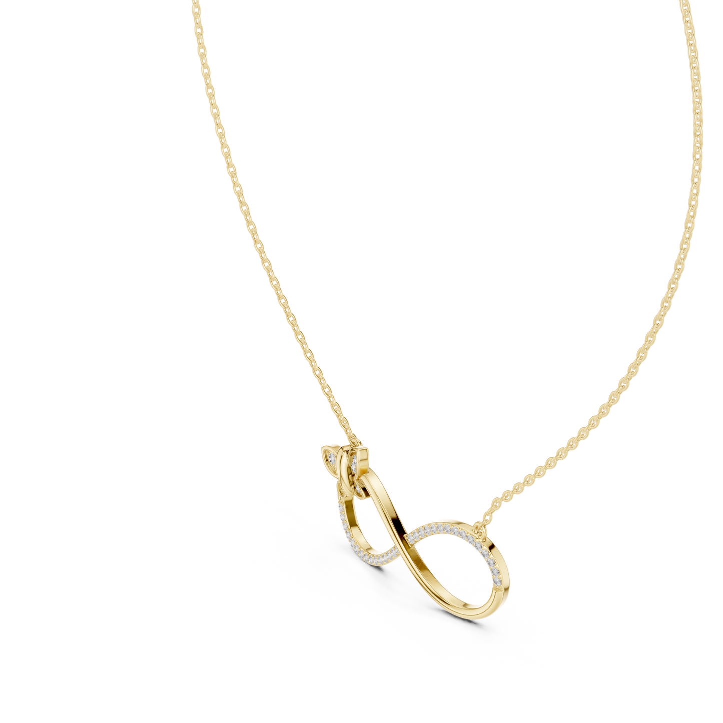 Butterfly Infinity Pendant in Yellow Gold - 0.25CTW Pavé Diamonds