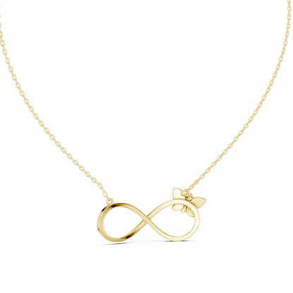 Butterfly Infinity Pendant in Yellow Gold - 0.25CTW Pavé Diamonds