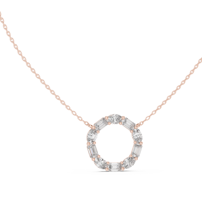 3CTW Emerald and Oval Diamond Circle Eternity Pendant in White Gold