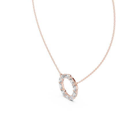 3CTW Emerald and Oval Diamond Circle Eternity Pendant in White Gold