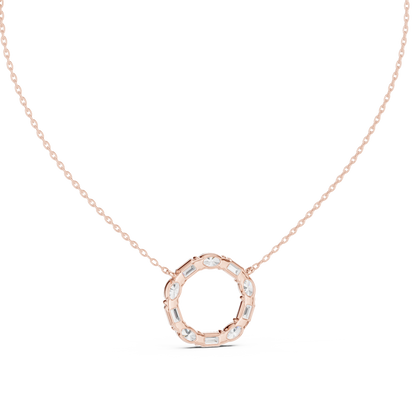 3CTW Emerald and Oval Diamond Circle Eternity Pendant in White Gold