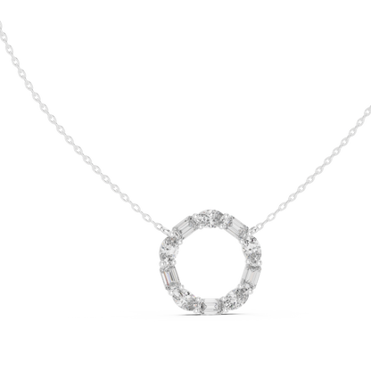 3CTW Emerald and Oval Diamond Circle Eternity Pendant in White Gold