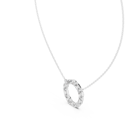 3CTW Emerald and Oval Diamond Circle Eternity Pendant in White Gold