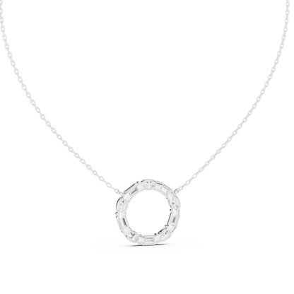 3CTW Emerald and Oval Diamond Circle Eternity Pendant in White Gold
