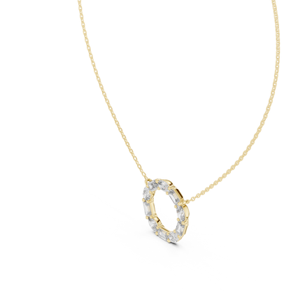 3CTW Emerald and Oval Diamond Circle Eternity Pendant in White Gold