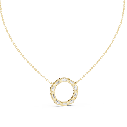 3CTW Emerald and Oval Diamond Circle Eternity Pendant in White Gold