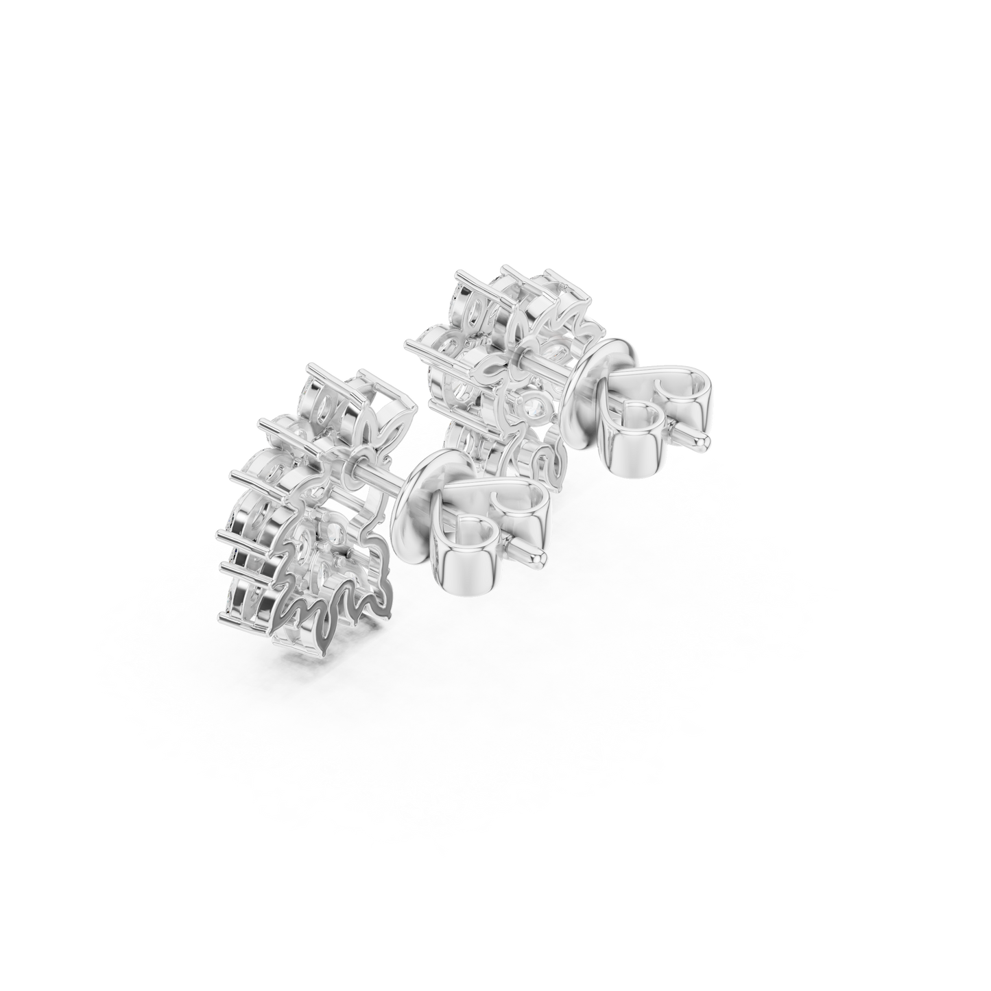 0.79ctw Multi-Shape Marquise and Oval Diamond Fan Stud Earrings in Yellow Gold