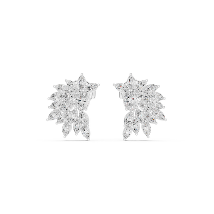 0.79ctw Multi-Shape Marquise and Oval Diamond Fan Stud Earrings in Yellow Gold