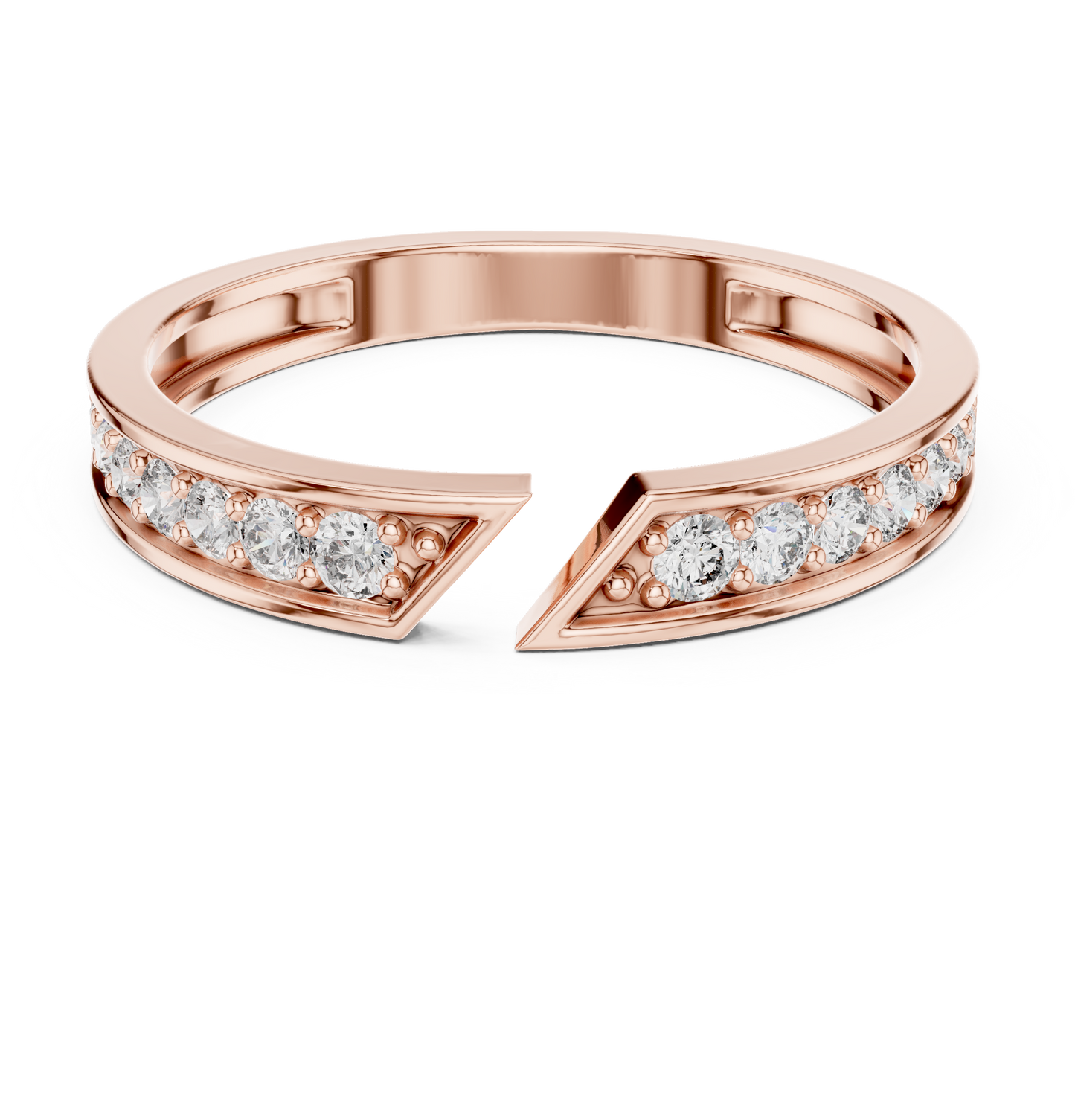 0.24 Carat Open Front Chevron Diamond Cuff Ring | Solid Gold