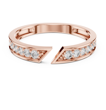 0.24 Carat Open Front Chevron Diamond Cuff Ring | Solid Gold
