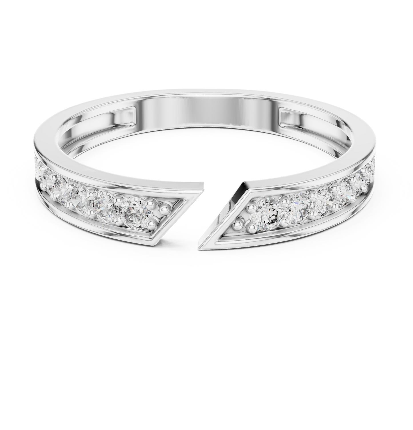 0.24 Carat Open Front Chevron Diamond Cuff Ring | Solid Gold