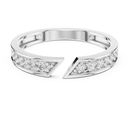 0.24 Carat Open Front Chevron Diamond Cuff Ring | Solid Gold