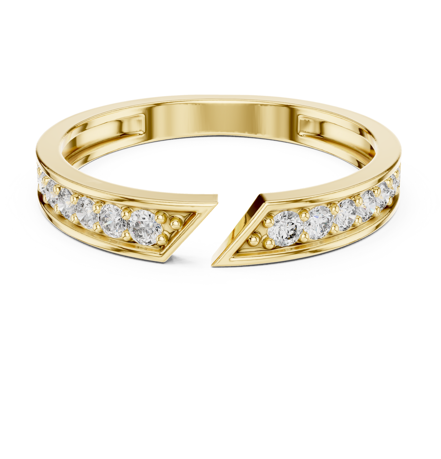 0.24 Carat Open Front Chevron Diamond Cuff Ring | Solid Gold
