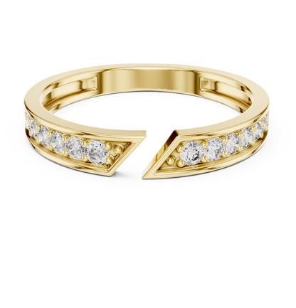 0.24 Carat Open Front Chevron Diamond Cuff Ring | Solid Gold
