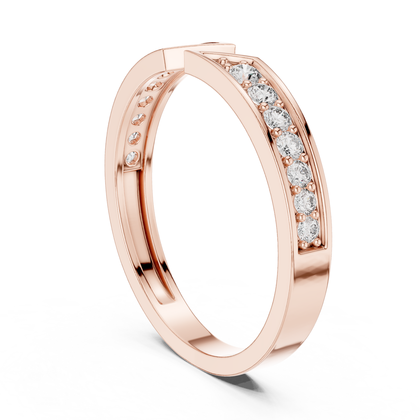 0.24 Carat Open Front Chevron Diamond Cuff Ring | Solid Gold