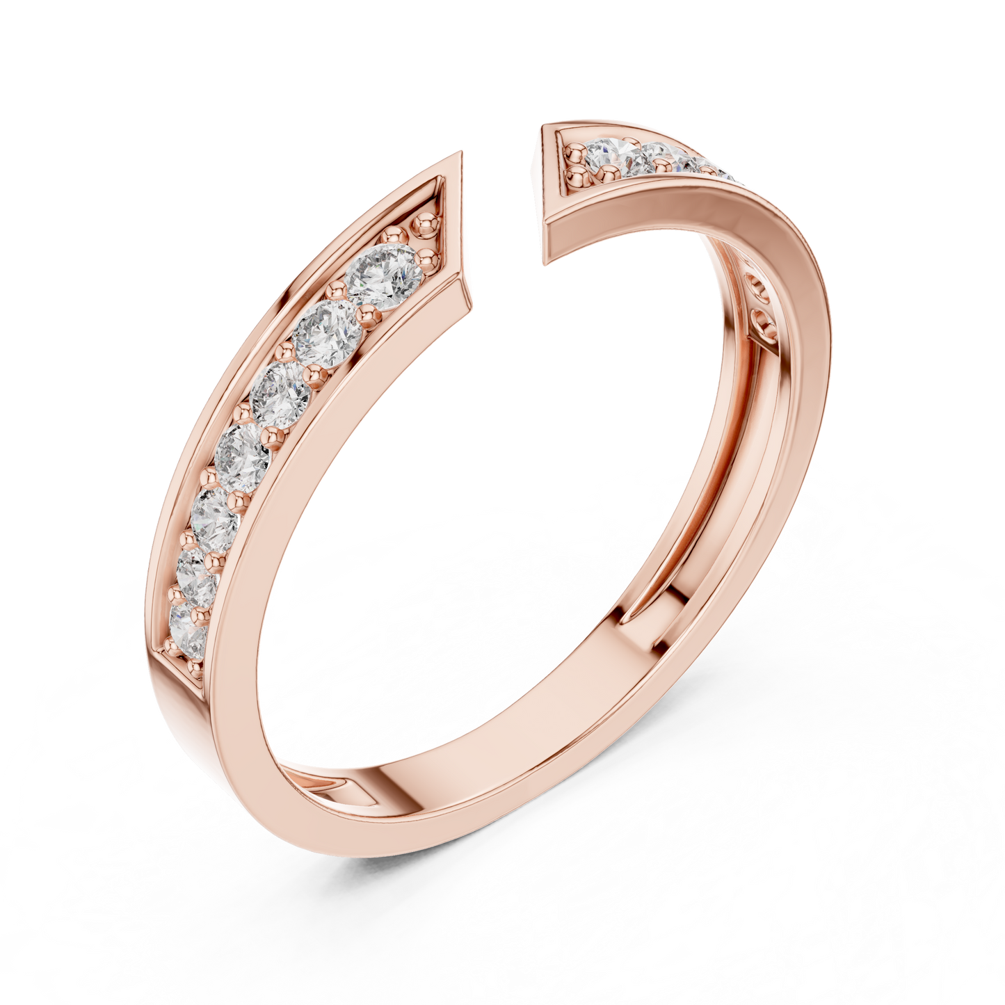 0.24 Carat Open Front Chevron Diamond Cuff Ring | Solid Gold