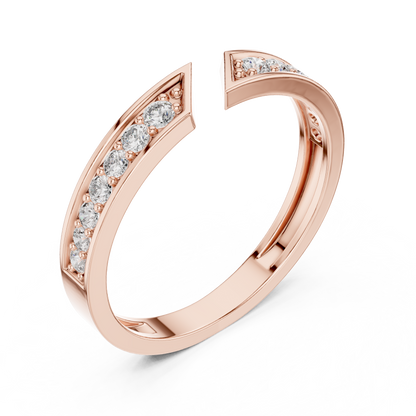 0.24 Carat Open Front Chevron Diamond Cuff Ring | Solid Gold