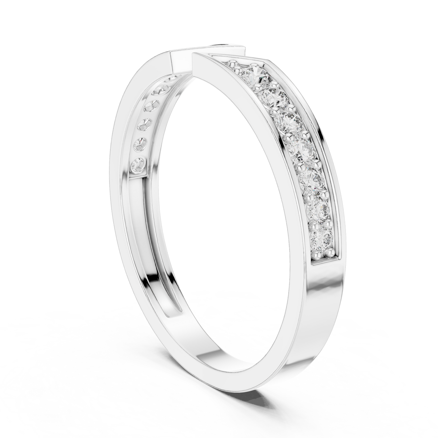 0.24 Carat Open Front Chevron Diamond Cuff Ring | Solid Gold