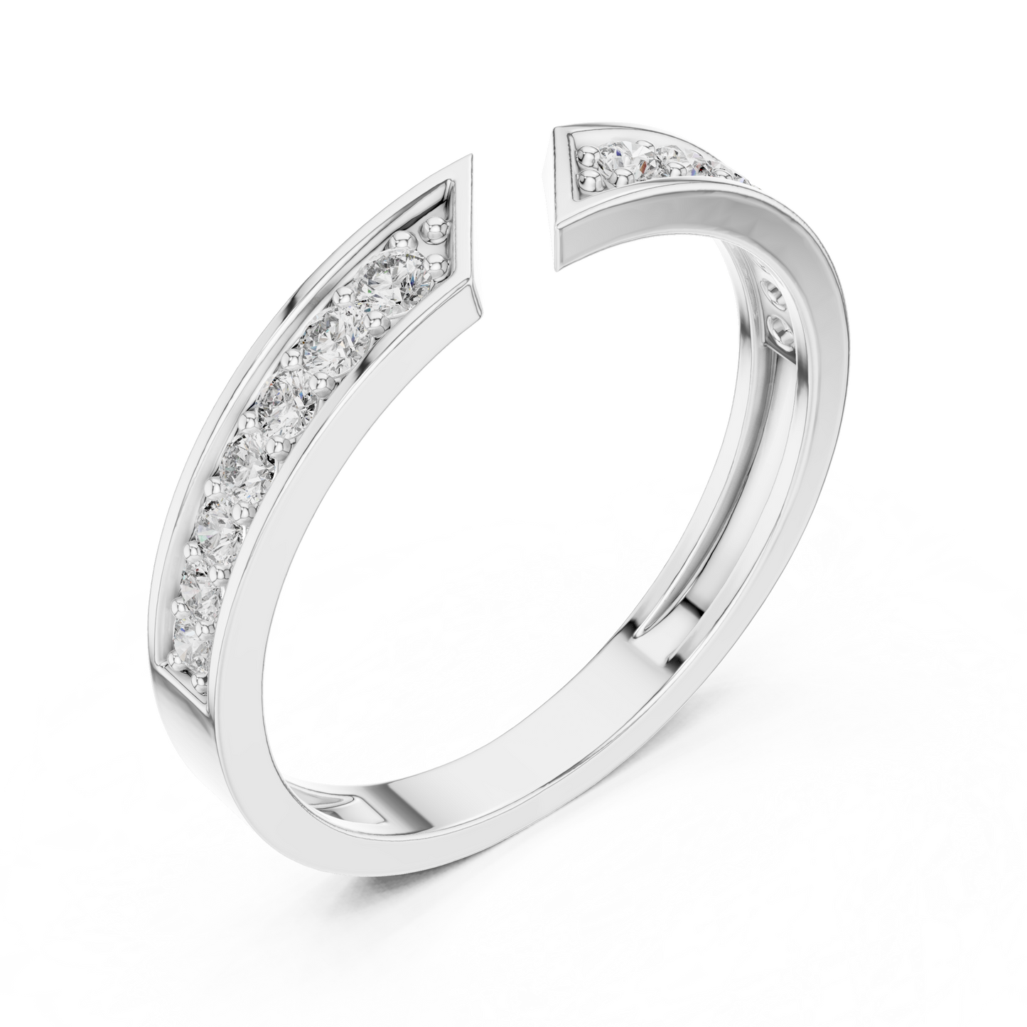 0.24 Carat Open Front Chevron Diamond Cuff Ring | Solid Gold