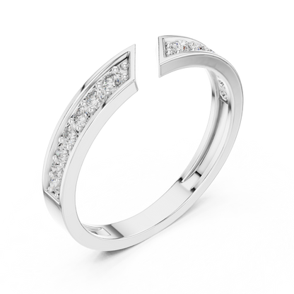 0.24 Carat Open Front Chevron Diamond Cuff Ring | Solid Gold