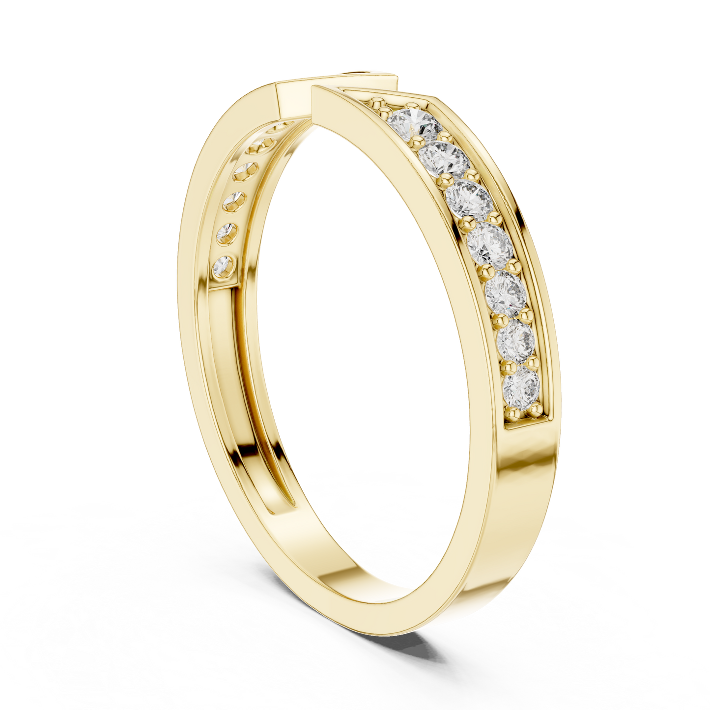 0.24 Carat Open Front Chevron Diamond Cuff Ring | Solid Gold