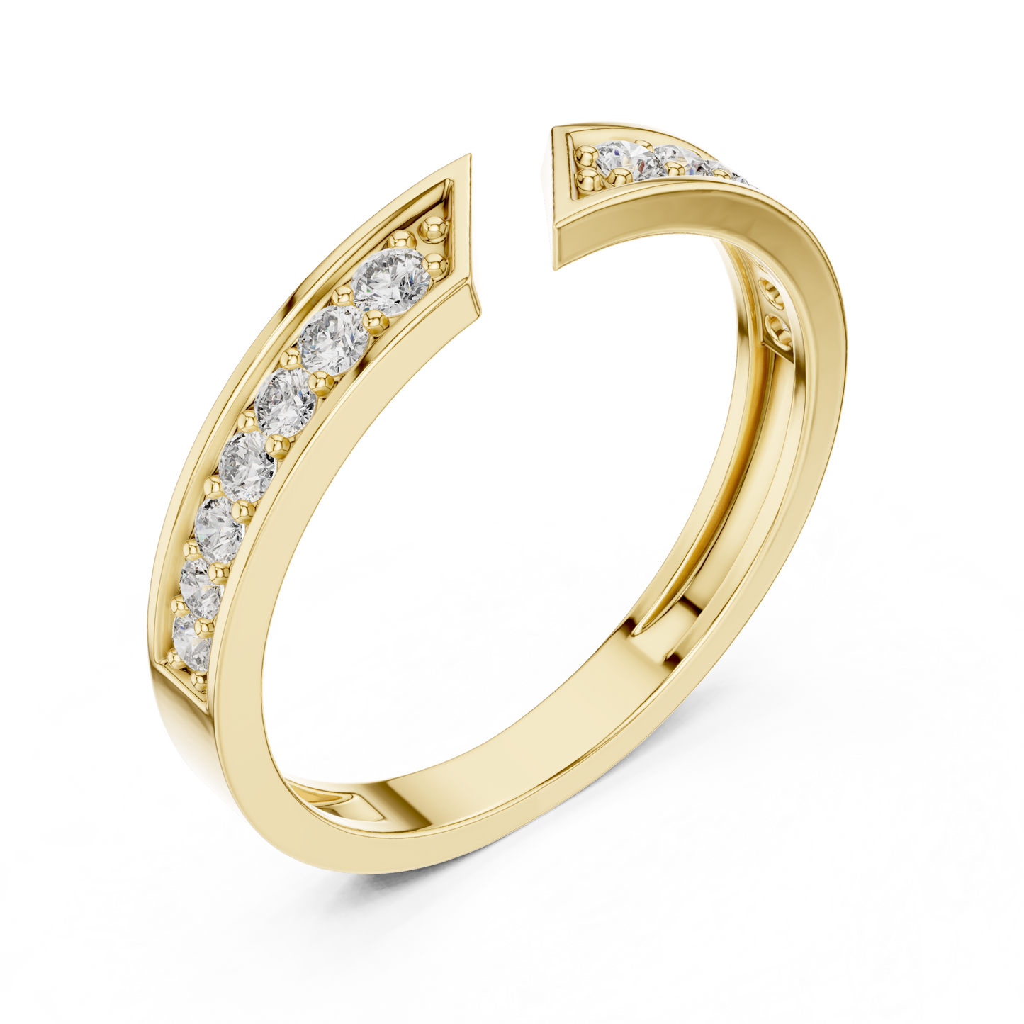 0.24 Carat Open Front Chevron Diamond Cuff Ring | Solid Gold