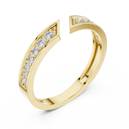 0.24 Carat Open Front Chevron Diamond Cuff Ring | Solid Gold