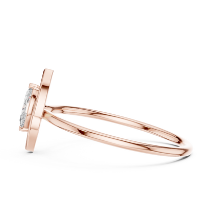 0.16 Carat Floating Marquise Cut Diamond Open Frame Ring | Solid Gold