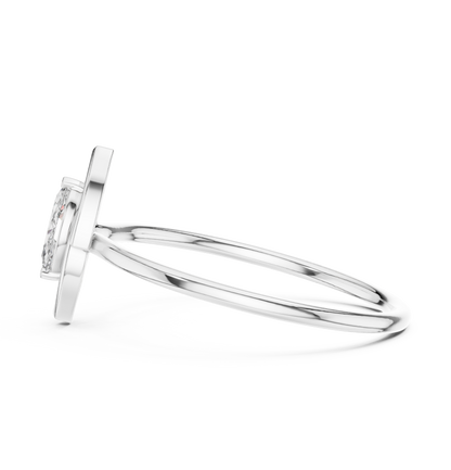 0.16 Carat Floating Marquise Cut Diamond Open Frame Ring | Solid Gold