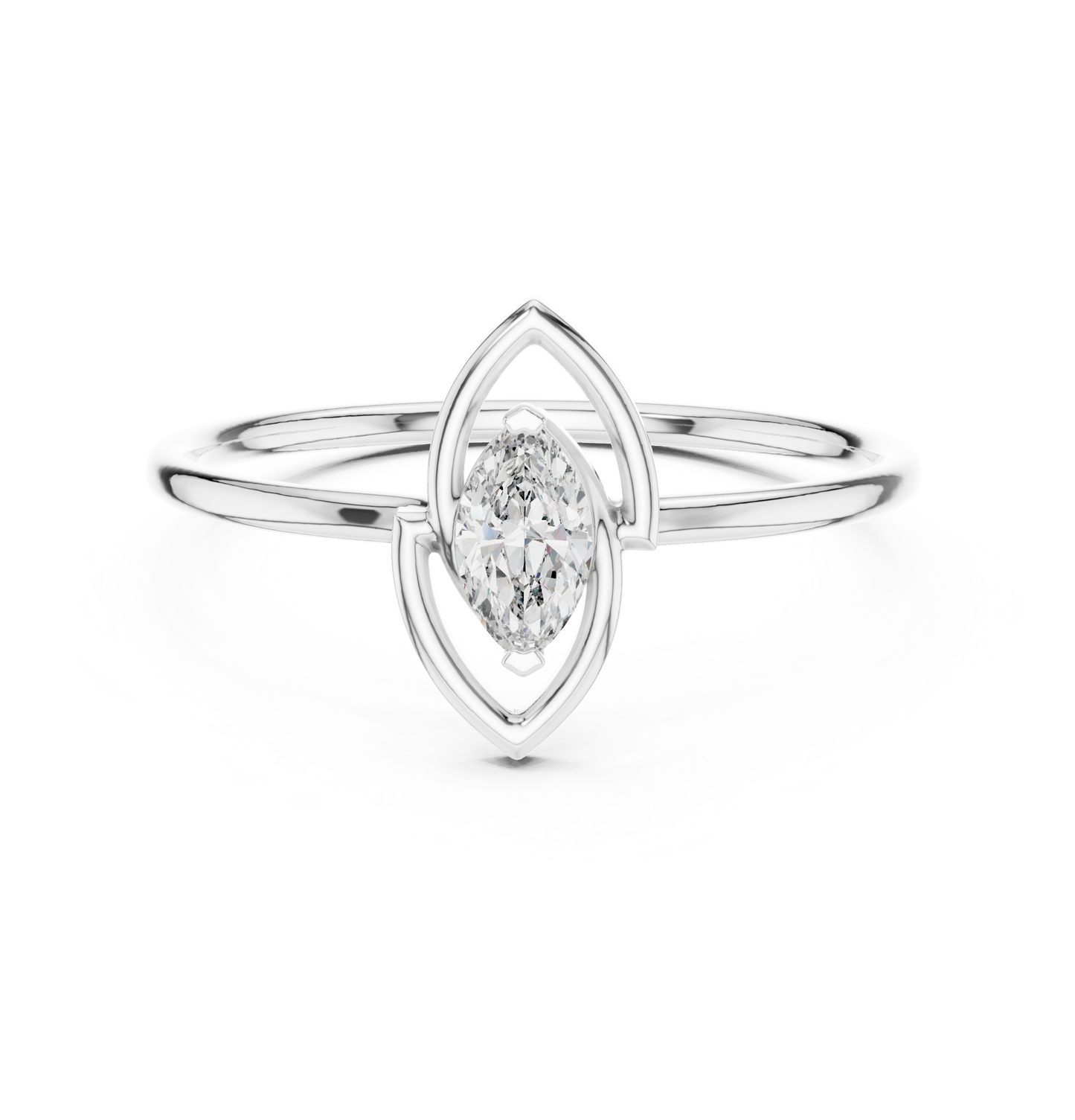 0.16 Carat Floating Marquise Cut Diamond Open Frame Ring | Solid Gold