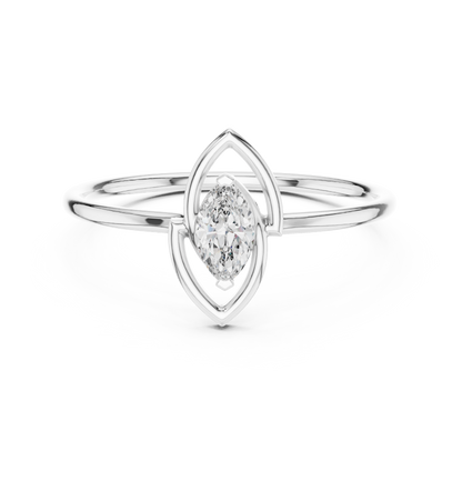 0.16 Carat Floating Marquise Cut Diamond Open Frame Ring | Solid Gold