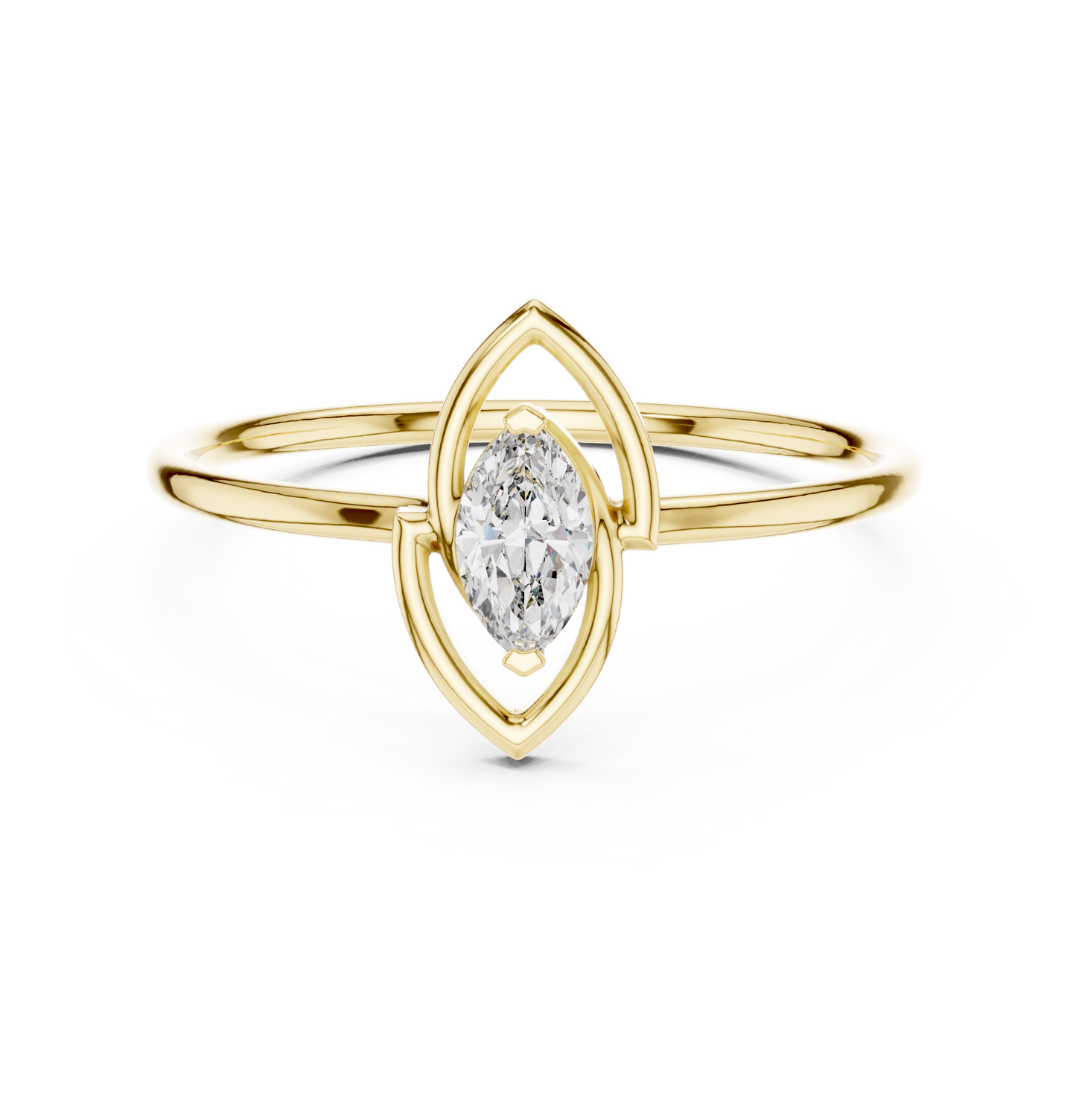 0.16 Carat Floating Marquise Cut Diamond Open Frame Ring | Solid Gold