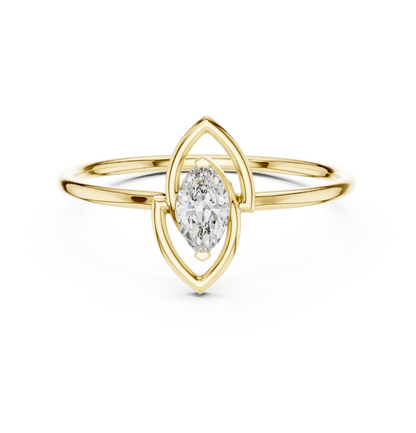 0.16 Carat Floating Marquise Cut Diamond Open Frame Ring | Solid Gold