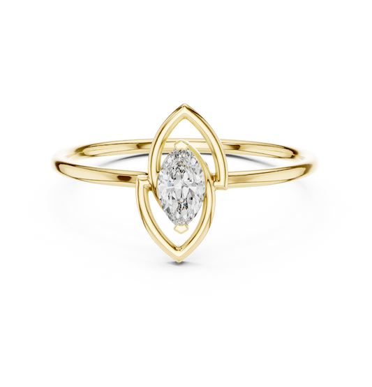 0.16 Carat Floating Marquise Cut Diamond Open Frame Ring | Solid Gold