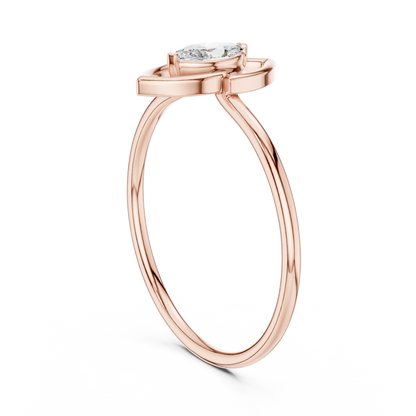 0.16 Carat Floating Marquise Cut Diamond Open Frame Ring | Solid Gold