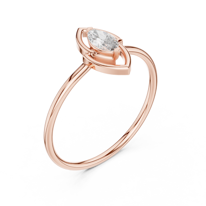 0.16 Carat Floating Marquise Cut Diamond Open Frame Ring | Solid Gold
