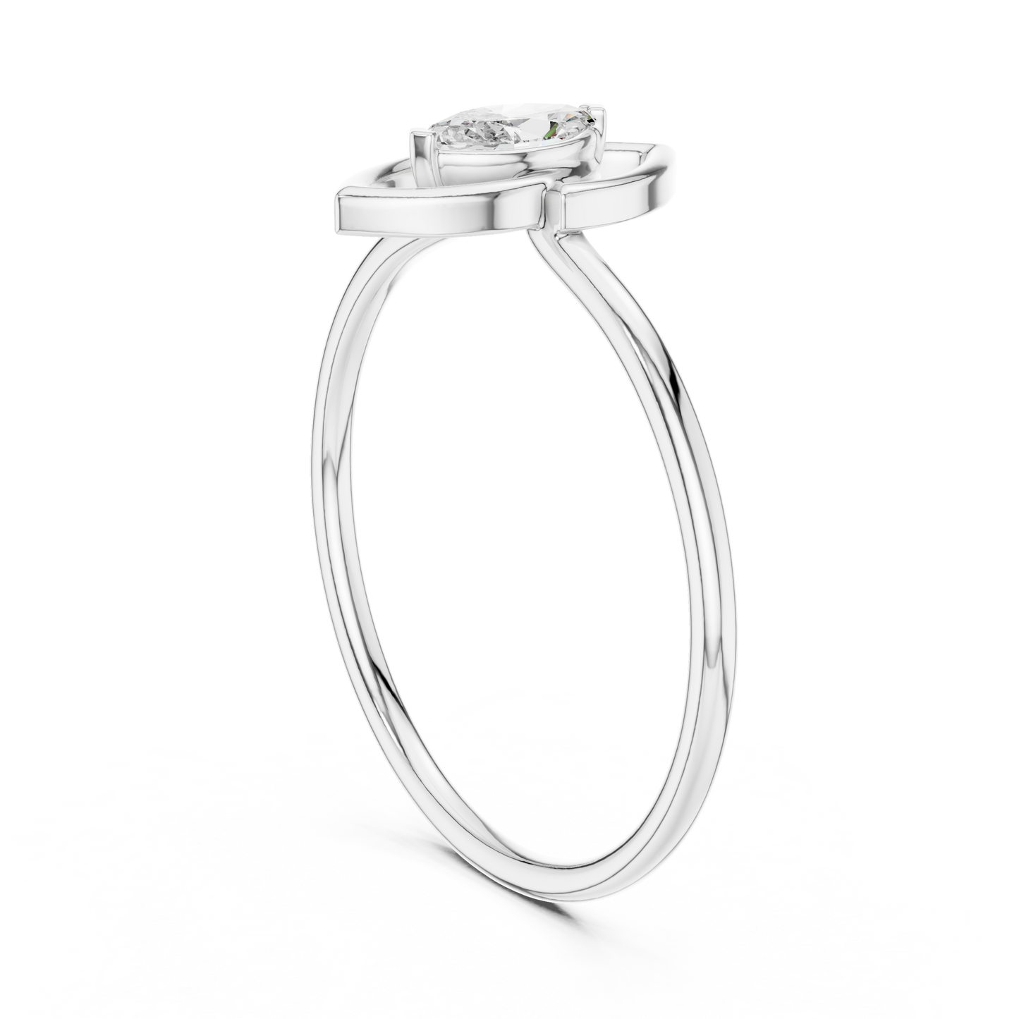 0.16 Carat Floating Marquise Cut Diamond Open Frame Ring | Solid Gold
