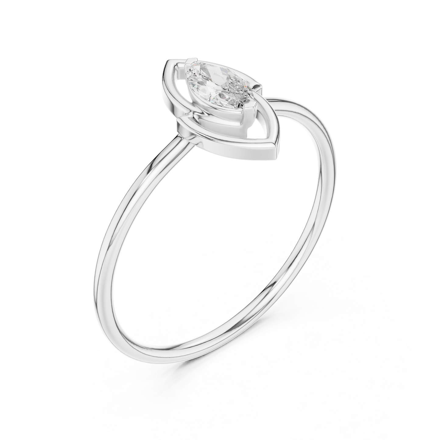 0.16 Carat Floating Marquise Cut Diamond Open Frame Ring | Solid Gold