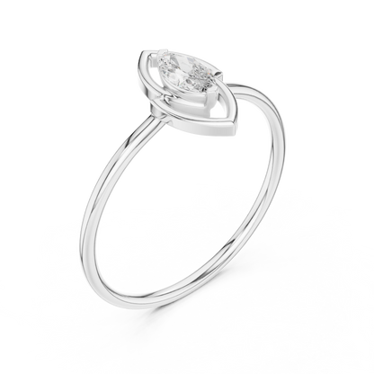 0.16 Carat Floating Marquise Cut Diamond Open Frame Ring | Solid Gold