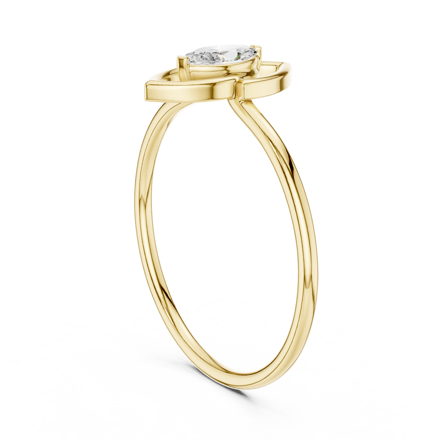 0.16 Carat Floating Marquise Cut Diamond Open Frame Ring | Solid Gold