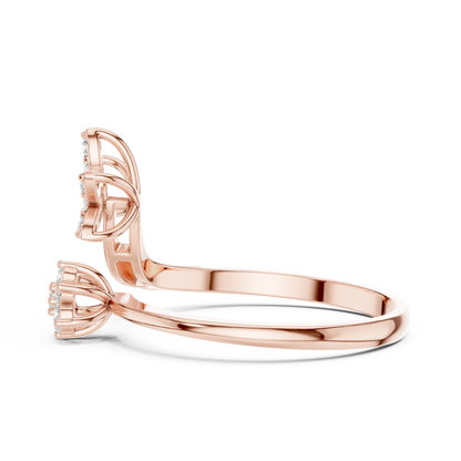 0.20 Carat Diamond Flower Open Bypass Ring | Yellow Gold