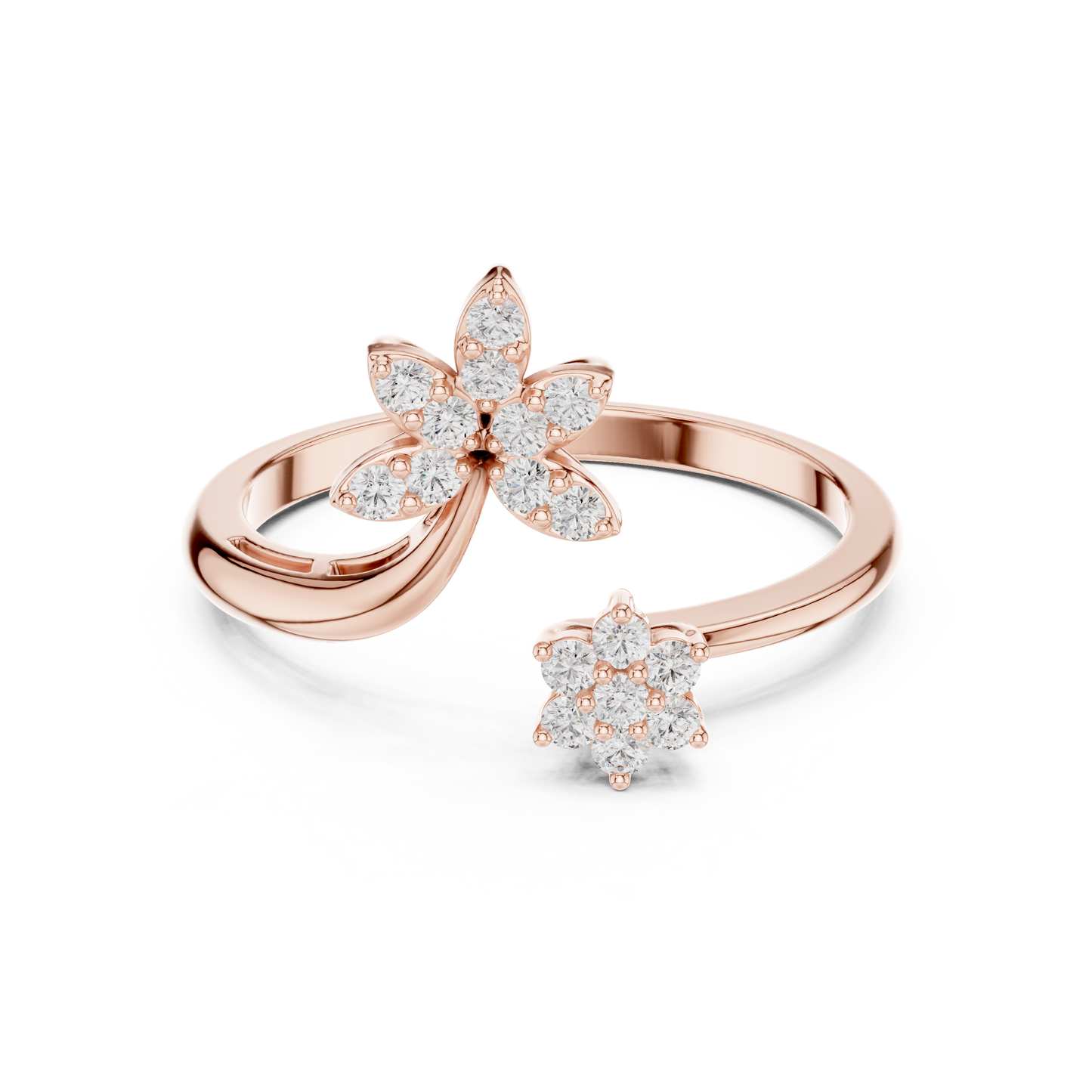 0.20 Carat Diamond Flower Open Bypass Ring | Yellow Gold