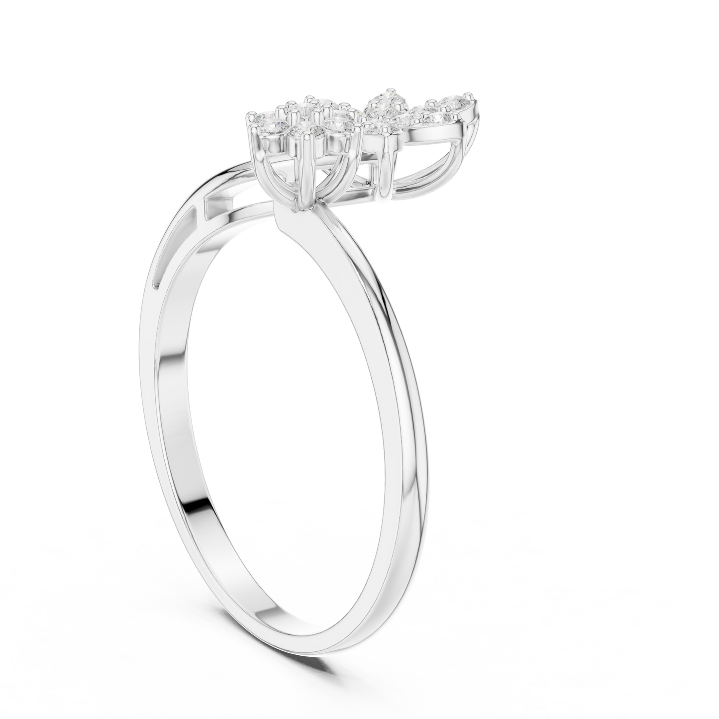 0.20 Carat Diamond Flower Open Bypass Ring | Yellow Gold