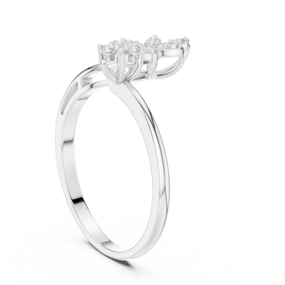 0.20 Carat Diamond Flower Open Bypass Ring | Yellow Gold