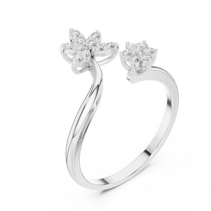 0.20 Carat Diamond Flower Open Bypass Ring | Yellow Gold