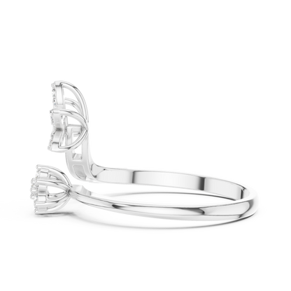 0.20 Carat Diamond Flower Open Bypass Ring | Yellow Gold