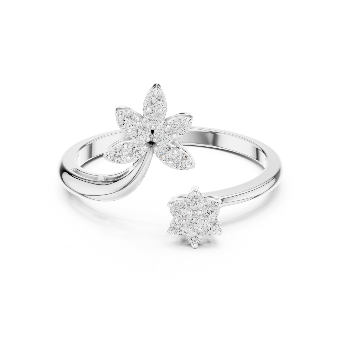 0.20 Carat Diamond Flower Open Bypass Ring | Yellow Gold